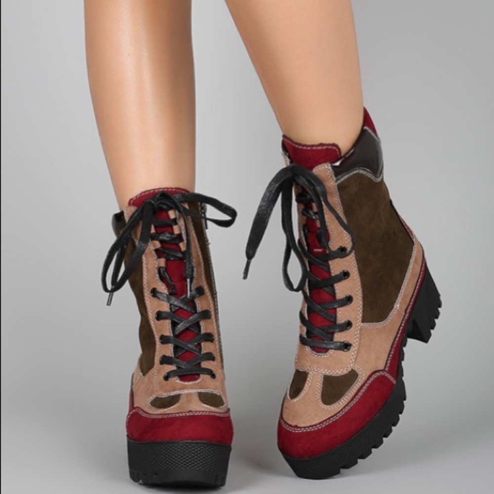 Multi Color Platform Combat Boot